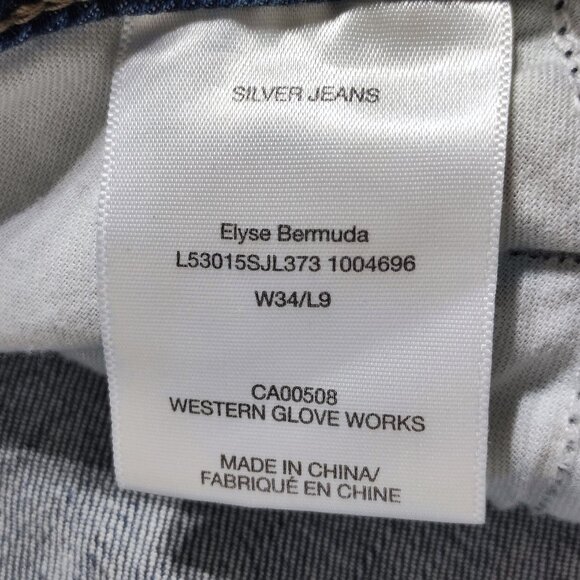 Silver Jeans Bermuda shorts women's size 34 denim blue colour Elyse straight - Picture 6 of 13